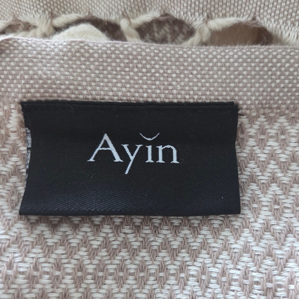 AYIN Genuine Turkish Towel Organic Aegean Cotton Natural Flatwoven 39x70in - Picture 5 of 7